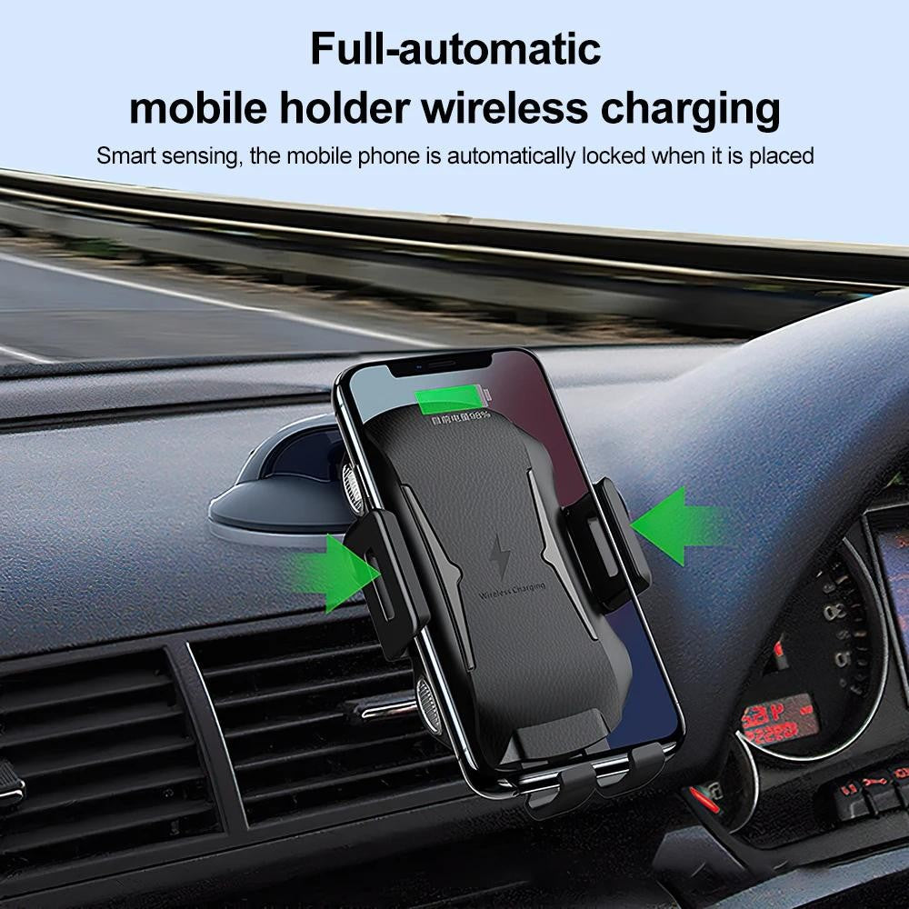 30W Wireless Charger Fast Charging Automatic Clamping Car Mount Phone Holder US