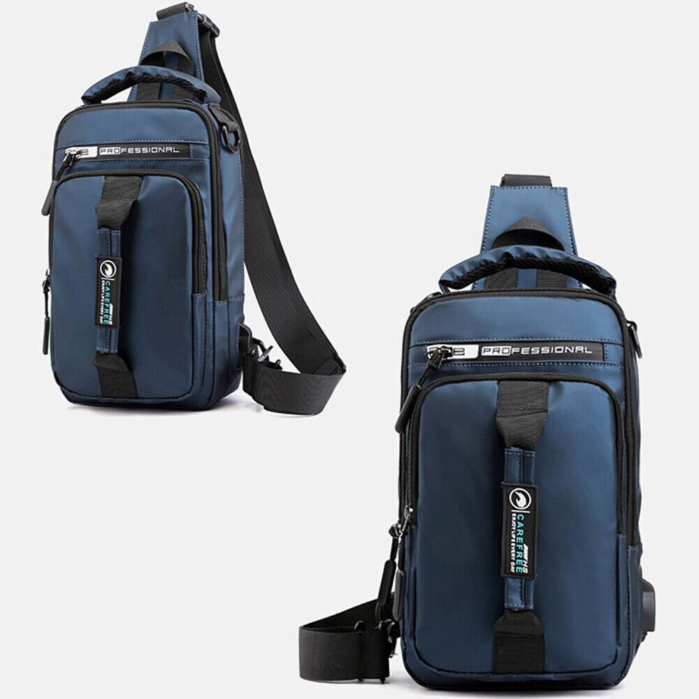 Anti-Theft Men'S Sling Crossbody Bag Chest Shoulder Messenger Backpack USB Port