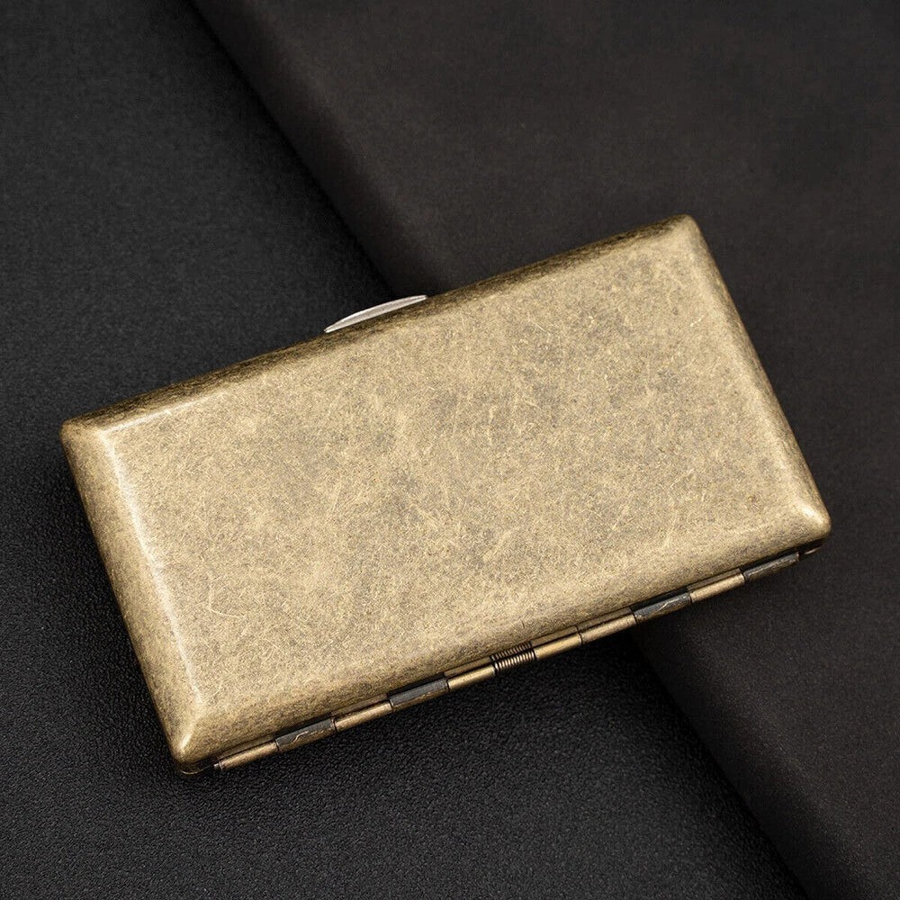 Retro Bronze Metal Cigarette Case Holder Box for King Size or 20'S Cigarettes US