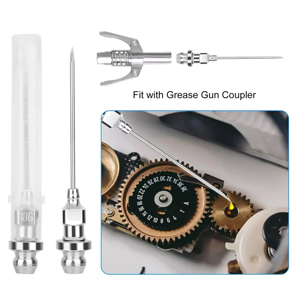 8PCS Set Grease Gun Injector Needle Dispenser Nozzle 90 Degree Coupler Adapter