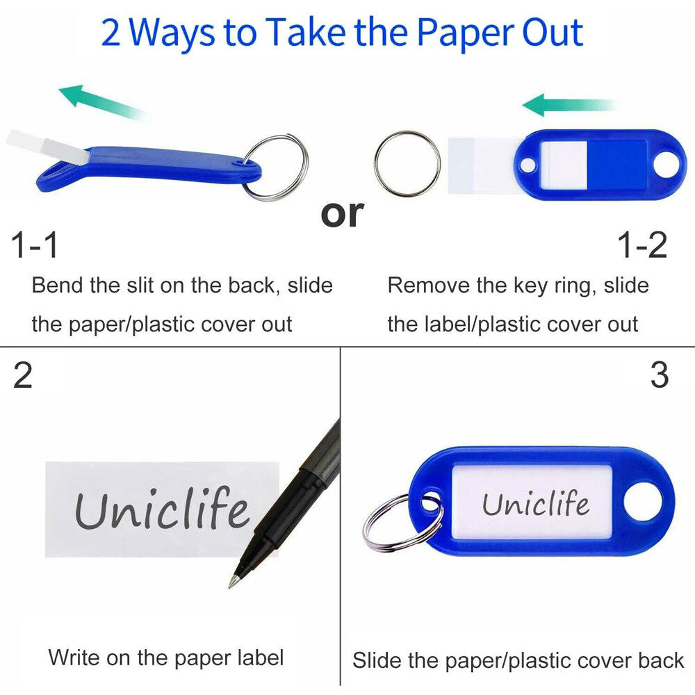 50PCS Key Tags Plastic W/ Split Ring Luggage Fobs ID Card Name Label Keychain US