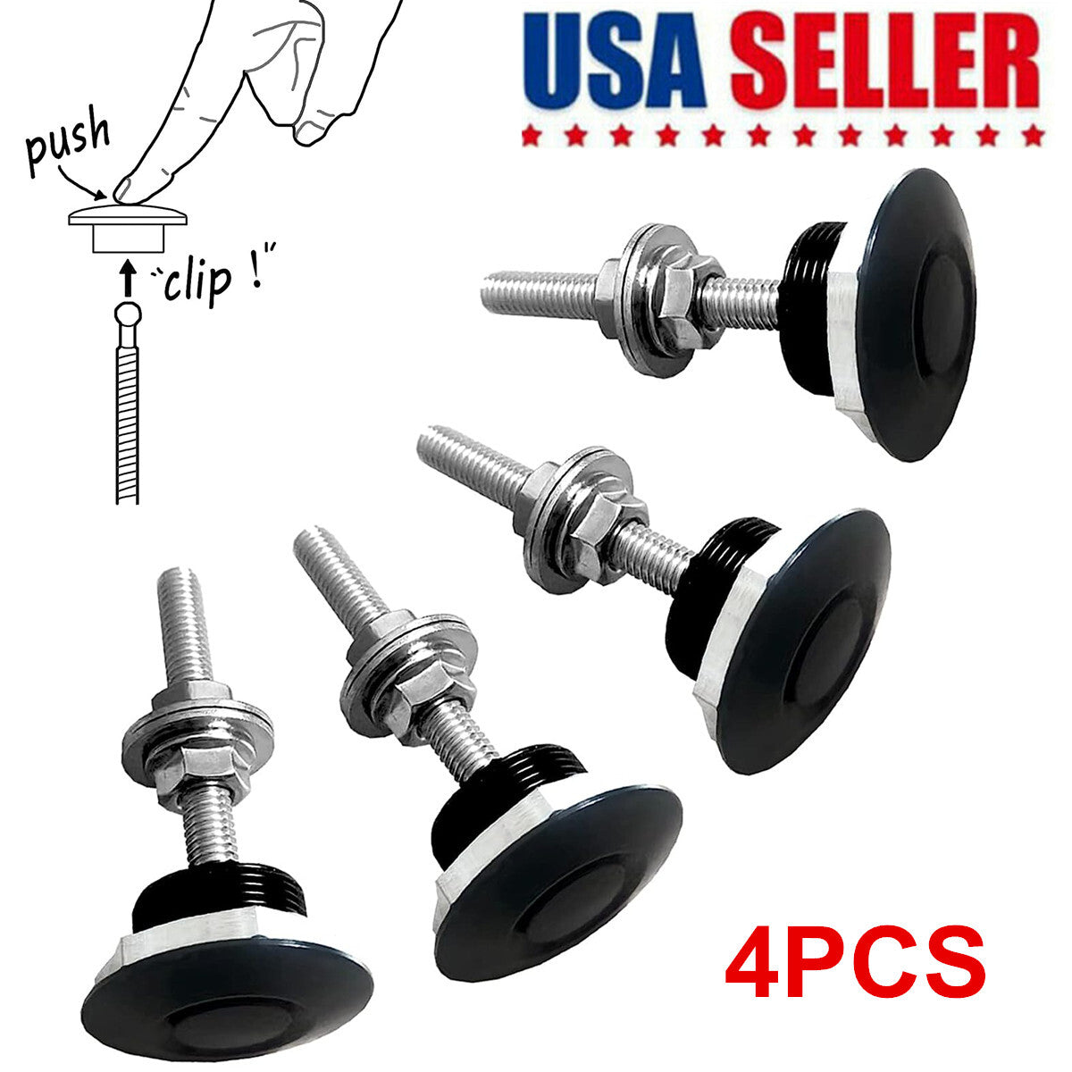 4PCS Aluminum Bumper Quick Release Fasteners Kit for Car Trunk Fender Hatch Lid