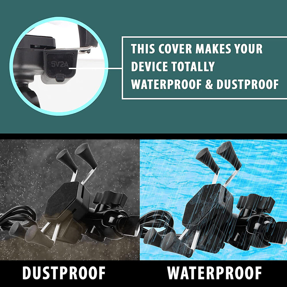 Motorcycle Motorbike Phone GPS Mirror Bracket Holder Mounts W/ USB Charger Port