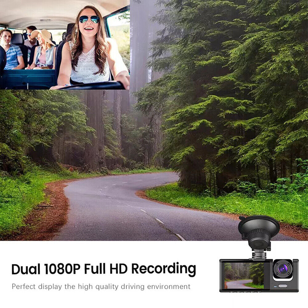 HD 1080P Car Dual Lens Dash Cam Front Rear inside Video Recorder Camera G-Sensor