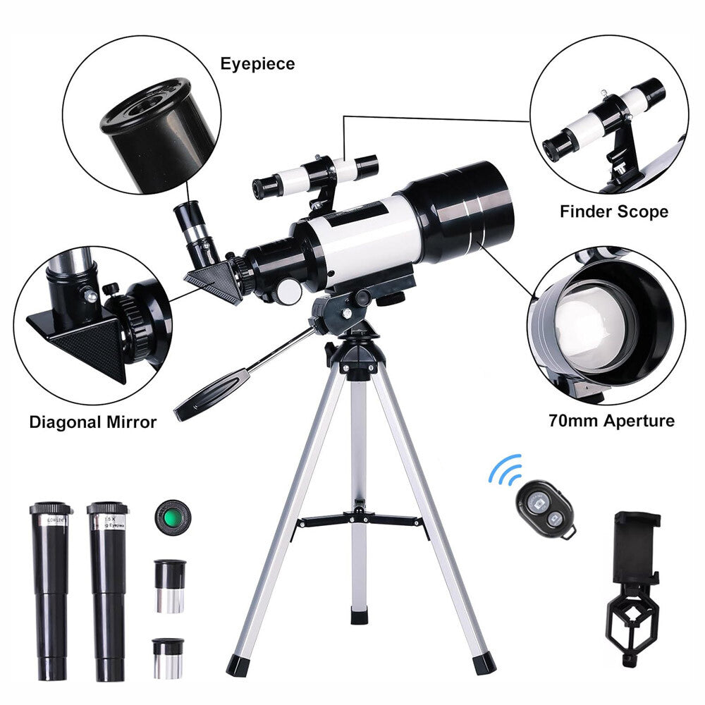 Telescope 300MM Astronomical 150X with Phone Adapter Barlow Lens for Kids Gift