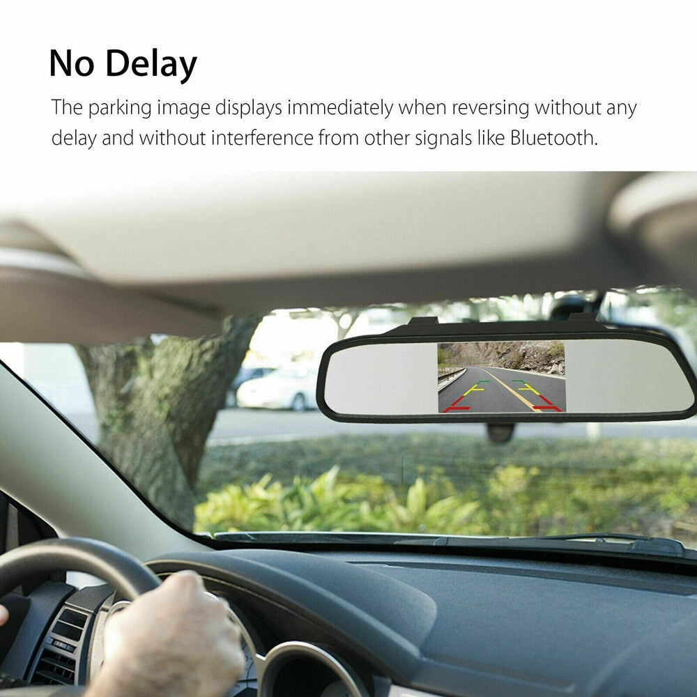 4.3" Backup Camera Mirror Car Rear View Reverse Night Vision Parking System Kit