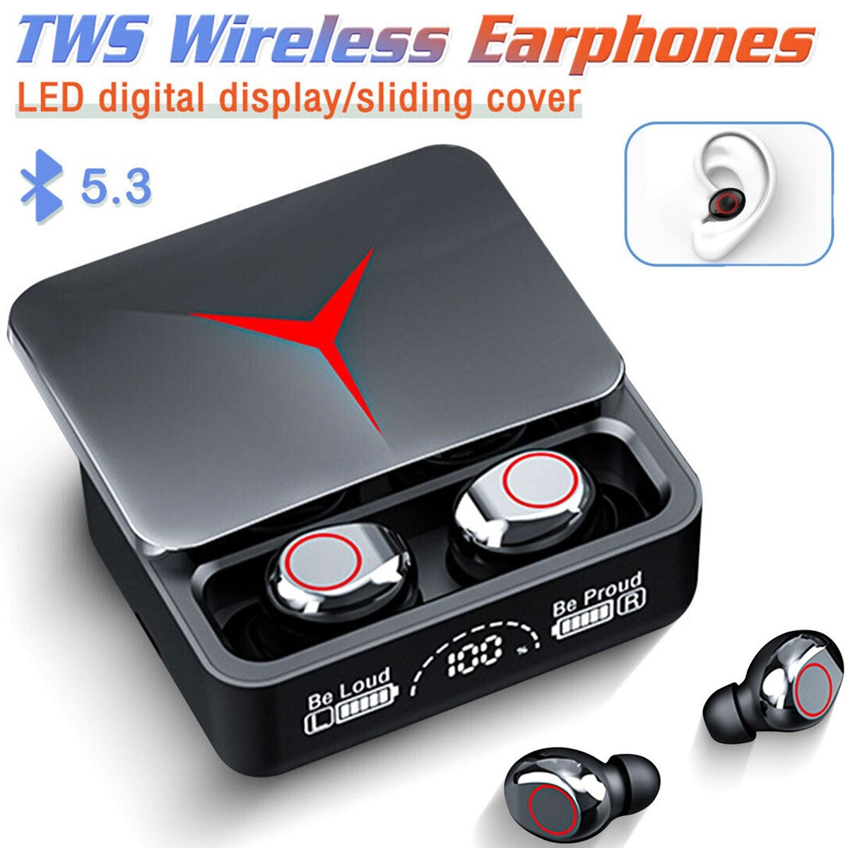 TWS Wireless Earbuds Bluetooth 5.3 Waterproof Headset Headphones with Power Bank