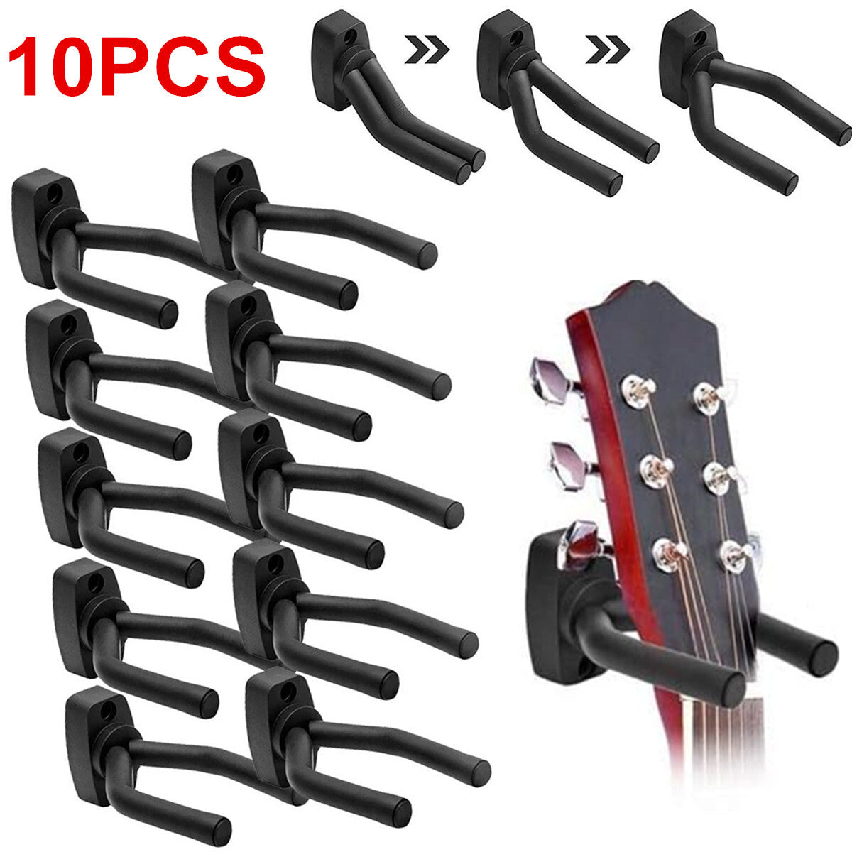 10 PCS Guitar Hangers Hook Holder Wall Mount Lock Hanging Display Instrument US