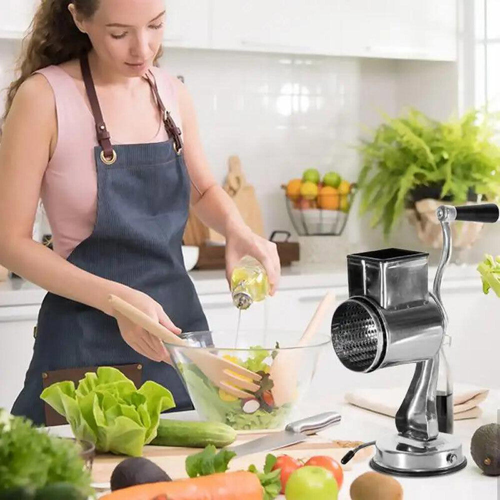 Stainless Steel Rotary Cheese Grater Hand Drum Slicer Crank Vegetable Chopper US