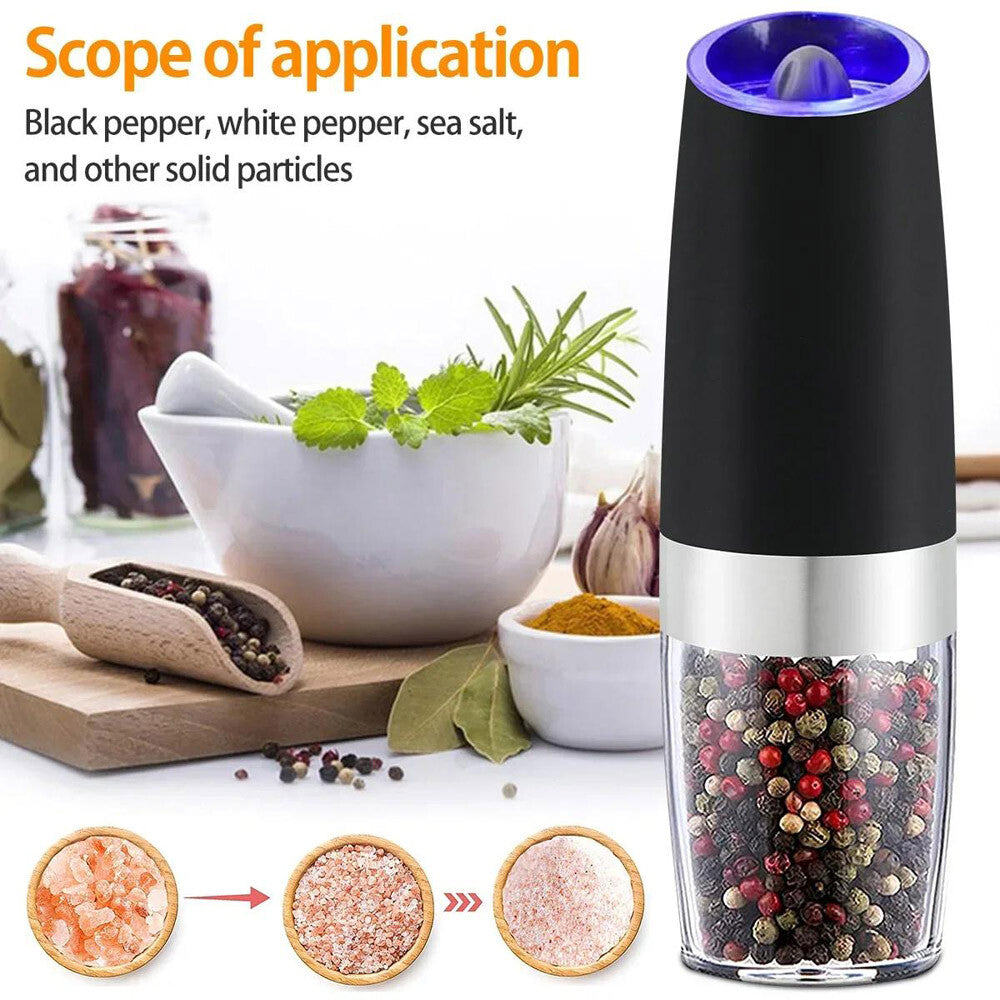 Automatic Blue LED Gravity Electric Salt Pepper Grinder Mill Shakers Adjustable