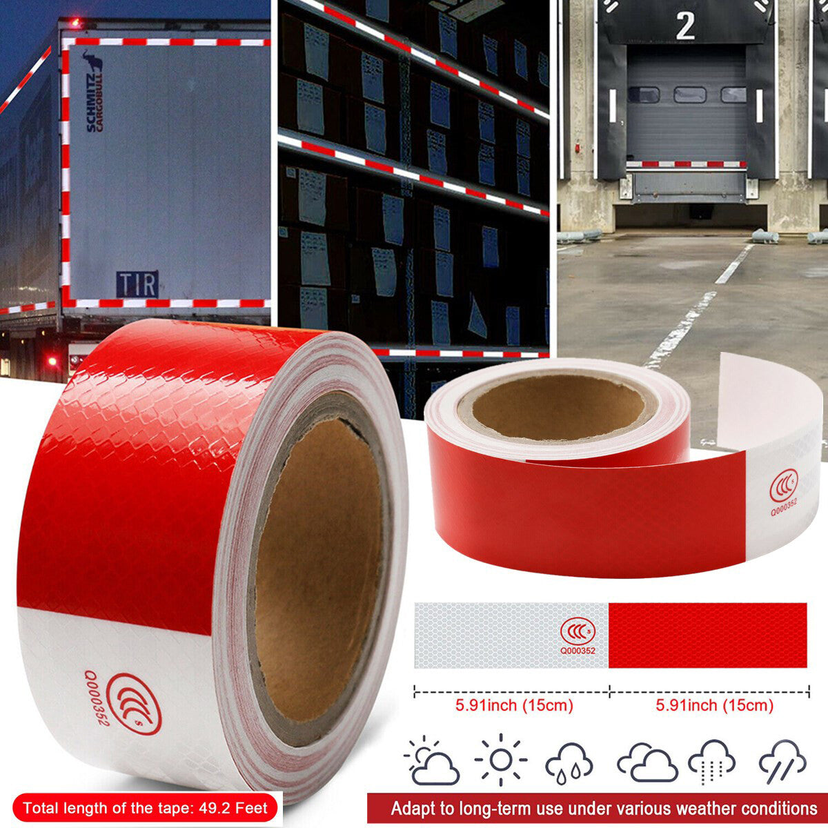 Reflective Trailer Safety Tape Conspicuity Tape Warning Sign Car Truck Red White