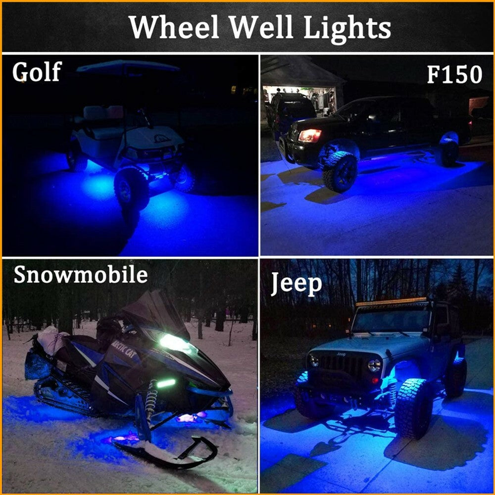 10 Blue LED Pods Rock Underbody Wheel Lights for Jeep Offroad Truck UTV ATV Boat