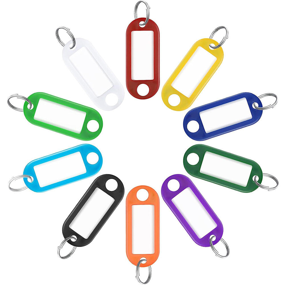 50PCS Key Tags Plastic W/ Split Ring Luggage Fobs ID Card Name Label Keychain US