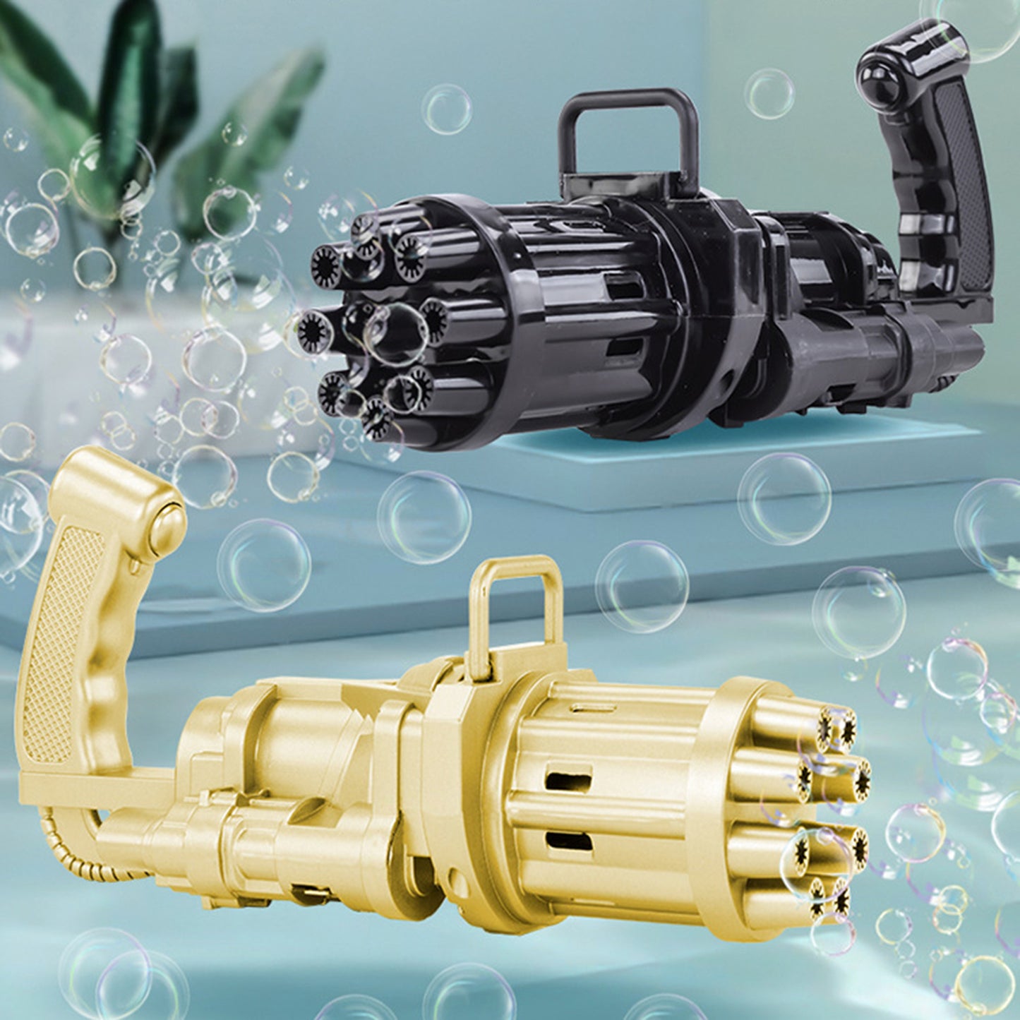 Gatling Bubble Machine Bubbler Maker Safe Summer Cooling Fan Gun for Kid Outdoor