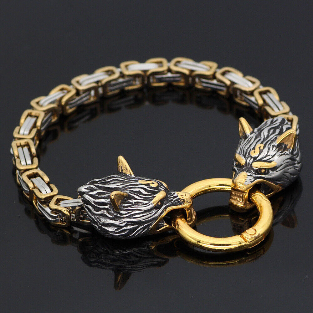 Nordic Celtic Wolf Men'S Retro Handmade Stainless Steel Bracelet Jewelry Fashion