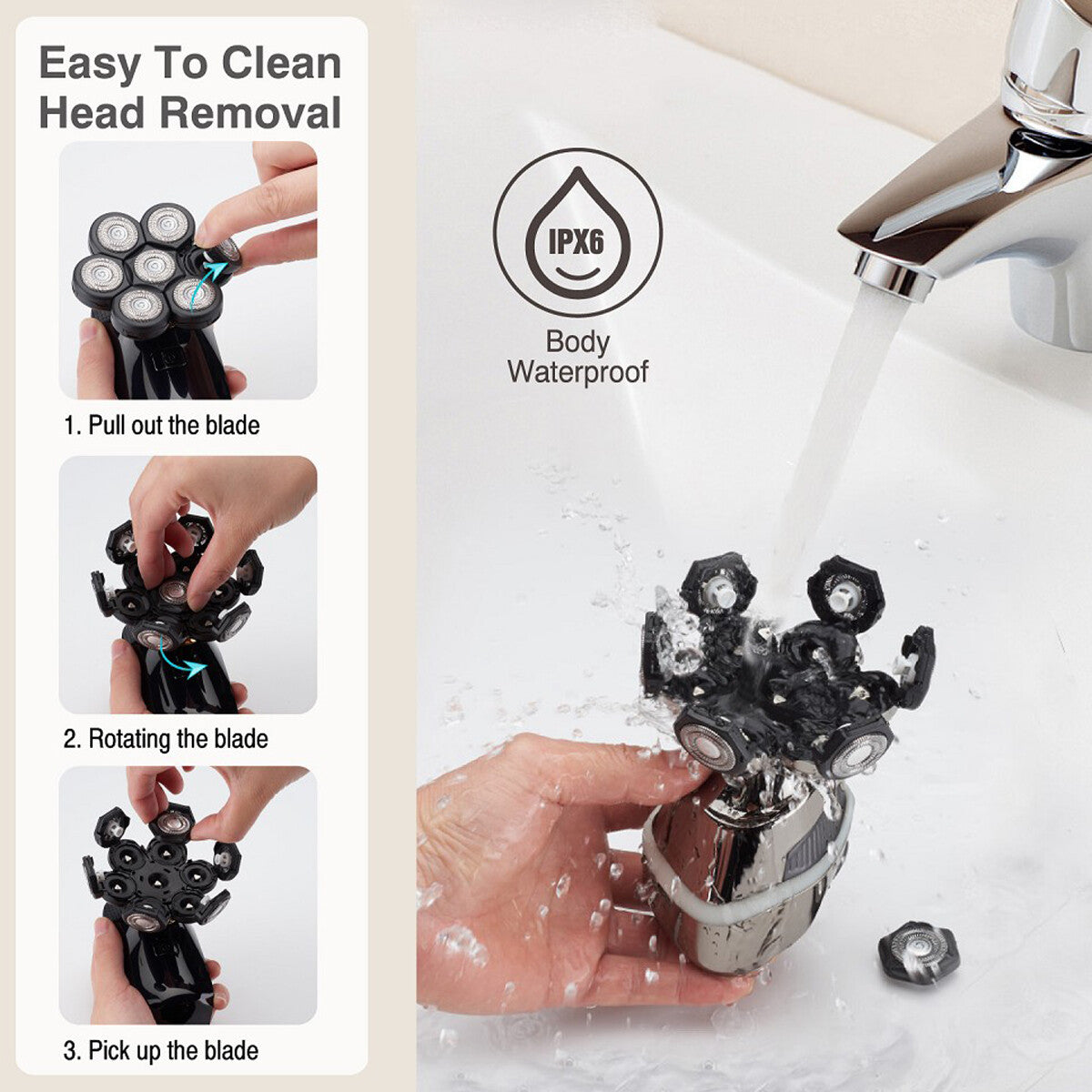 Men'S Razor Rotary Waterproof Electric Shaver Pop-Up Trimmer Wet Dry Cordless US