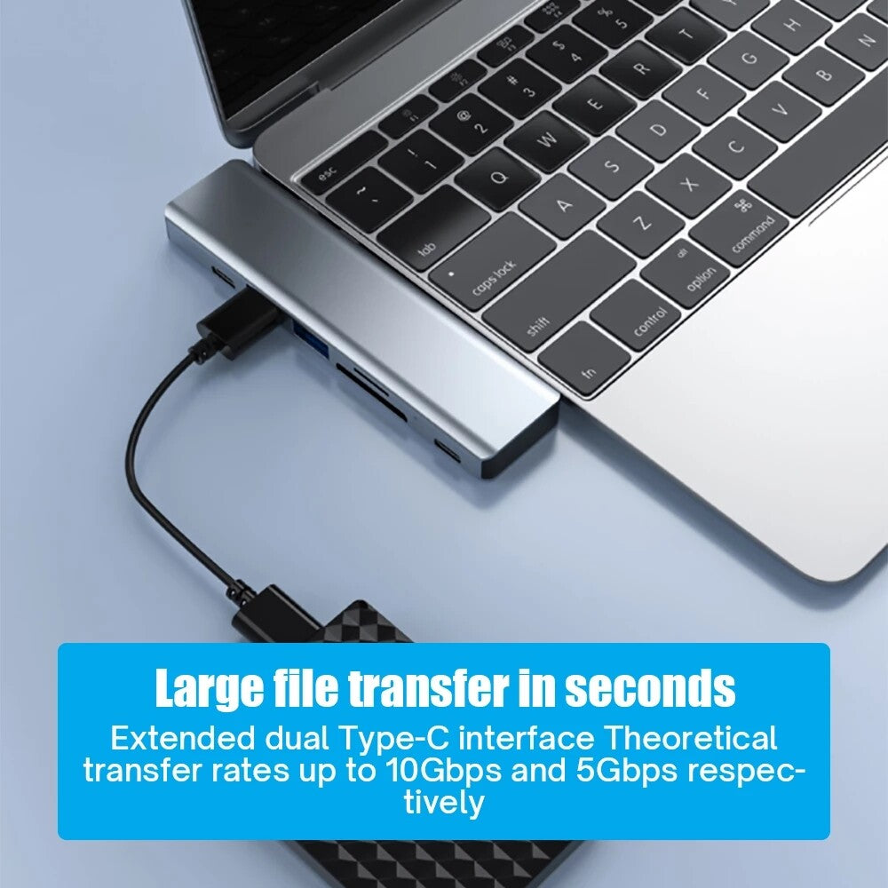 7 in 1 USB C Hub USB 3.0 to Type C 4K HDMI Adapter for Macbook Pro Air 7 Ports