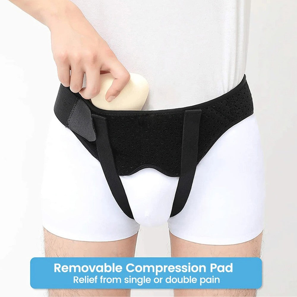 Hernia Support Belt Men Truss for Inguinal with 2 Removable Compression Pads US