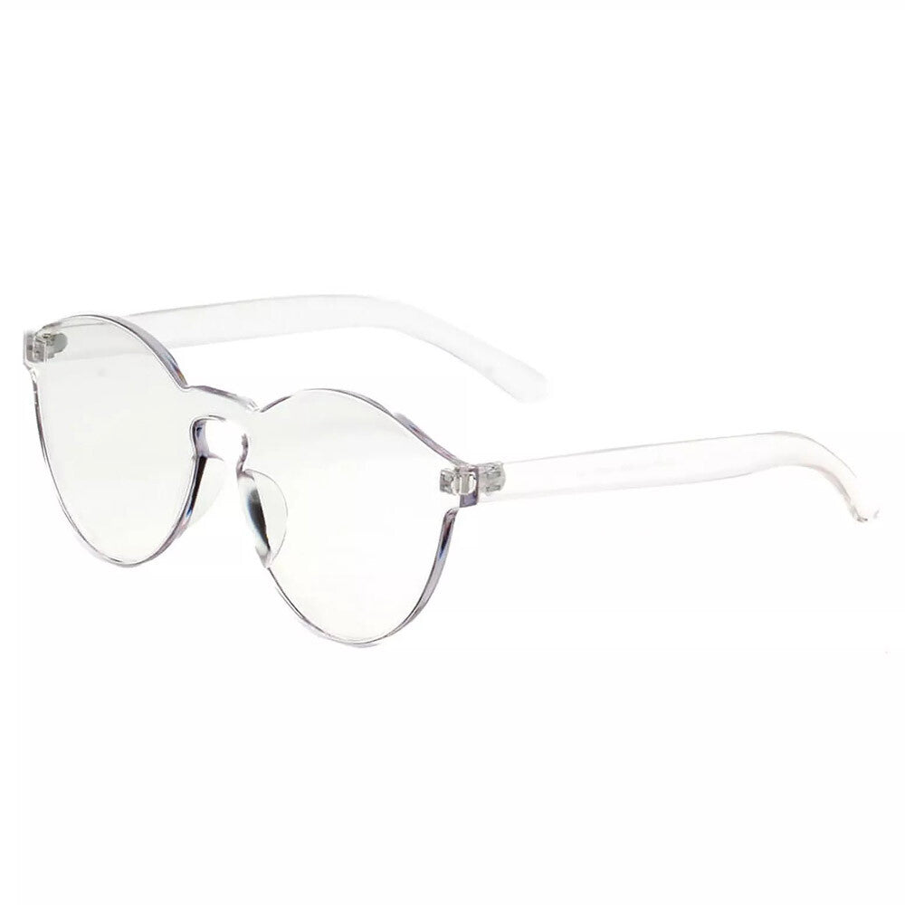 UV400 Rimless Flat Lens Sunglasses One Thick Translucent round Lens Frame US Top