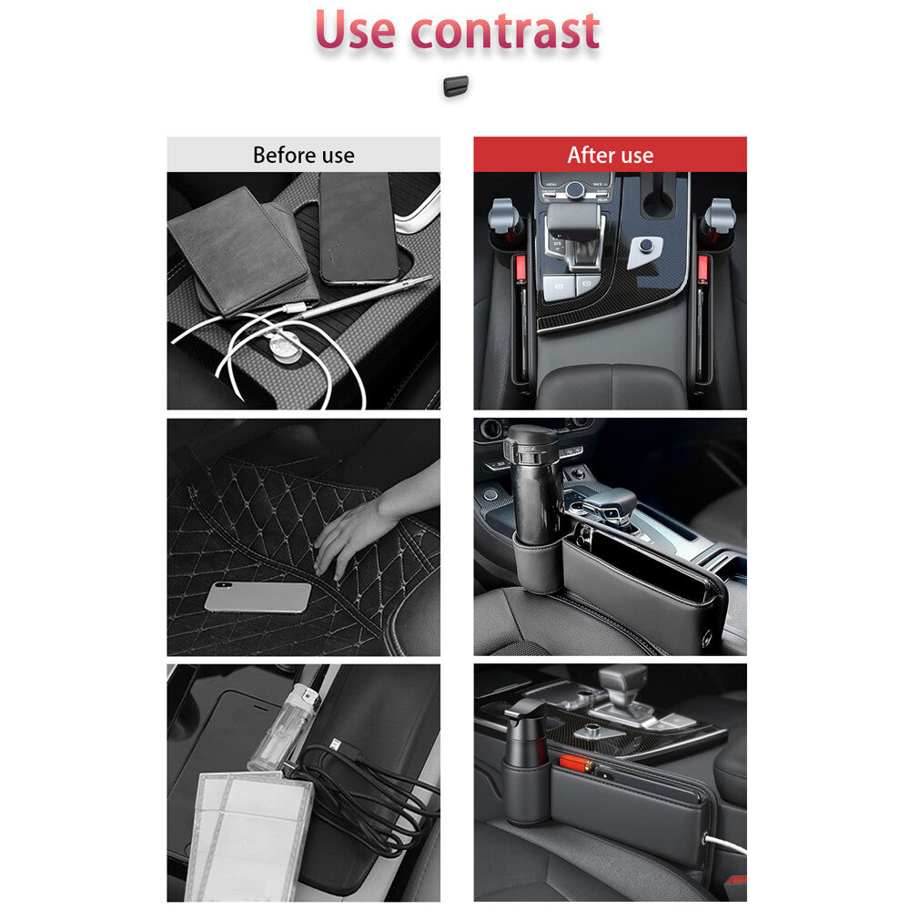 Left Side Car Accessories Seat Gap Filler Phone Holder Storage Box Organizer Bag
