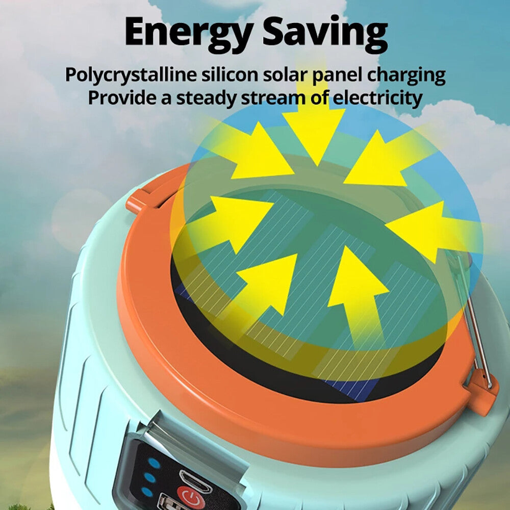 Bright Remote Control Solar LED Camping Lamp Rechargeable Light Bulb Tent Light