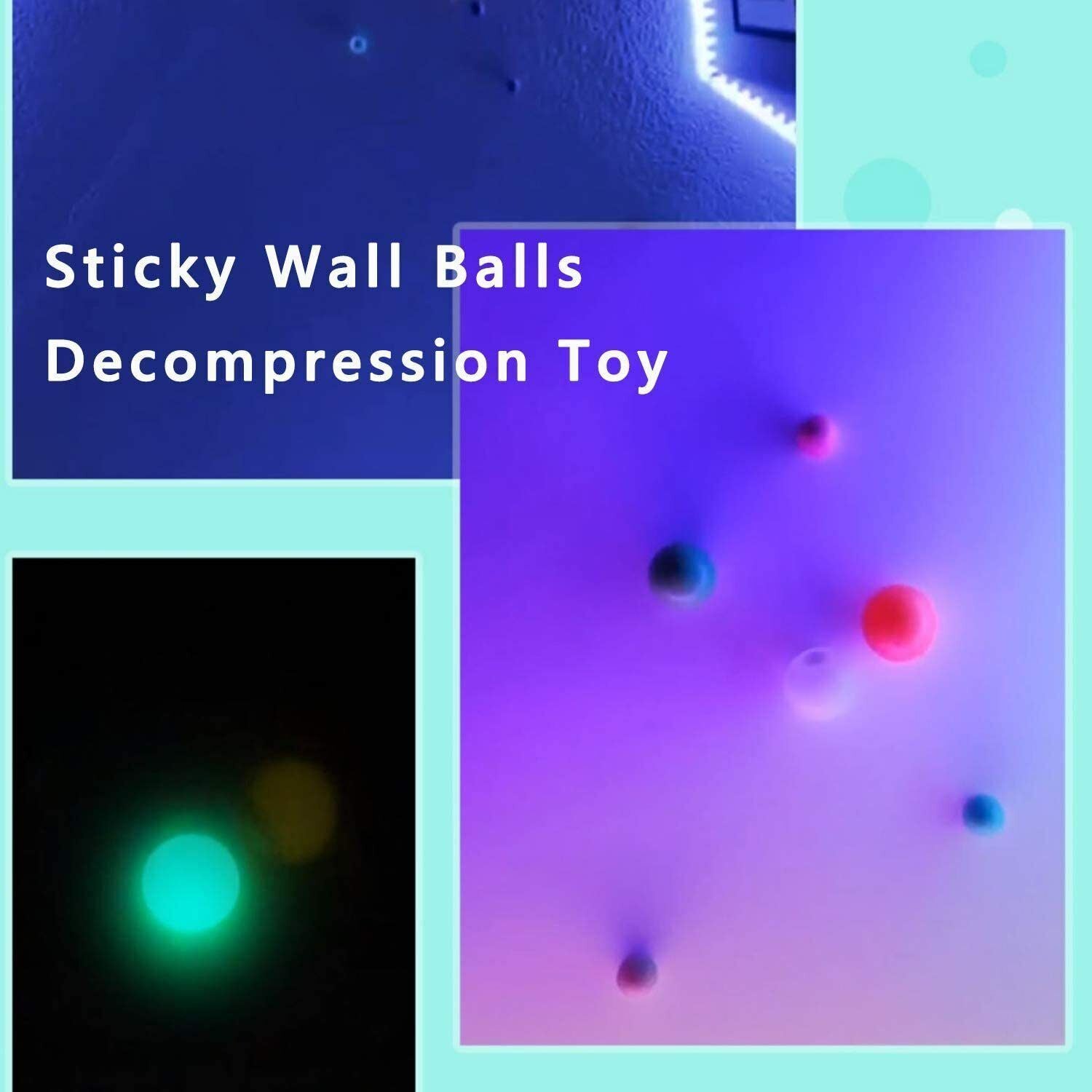 8PCS / 4PCS Sticky Balls Ceiling Stress Relief Stress Kid Luminous Fidget Toy US