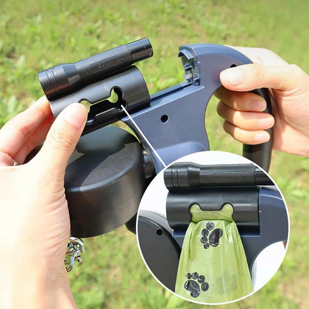 Dual Pet Leash Retractable Reflective Lead 360 Swivel Double Dog Walking Leash