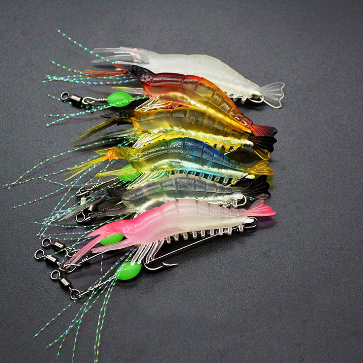 7X Luminous Fishing Bait Lure Artificial Shrimp Lures Soft Hook Prawn Bait Kit