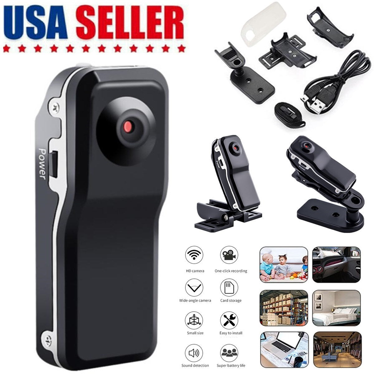HD 1080P Video DVR Clip IR Night Cam 2-Hour Camcorder Mini Police Body Camera US