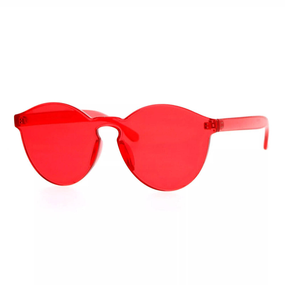 UV400 Rimless Flat Lens Sunglasses One Thick Translucent round Lens Frame US Top