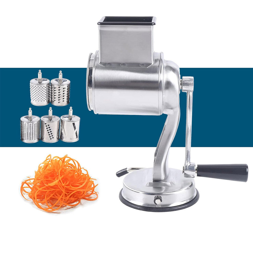 Stainless Steel Rotary Cheese Grater Hand Drum Slicer Crank Vegetable Chopper US