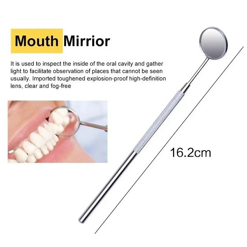 12 PCS Dental Mouth Mirror #5 W/Handle Stainless German Grade Dental Instruments