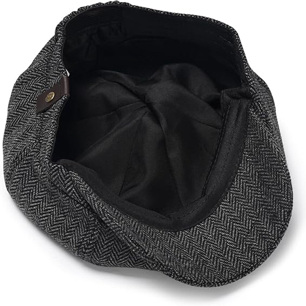 Newsboy Hat Flat Cap Driver Herringbone Tweed Plain Wool Baker Boy Classic Golf