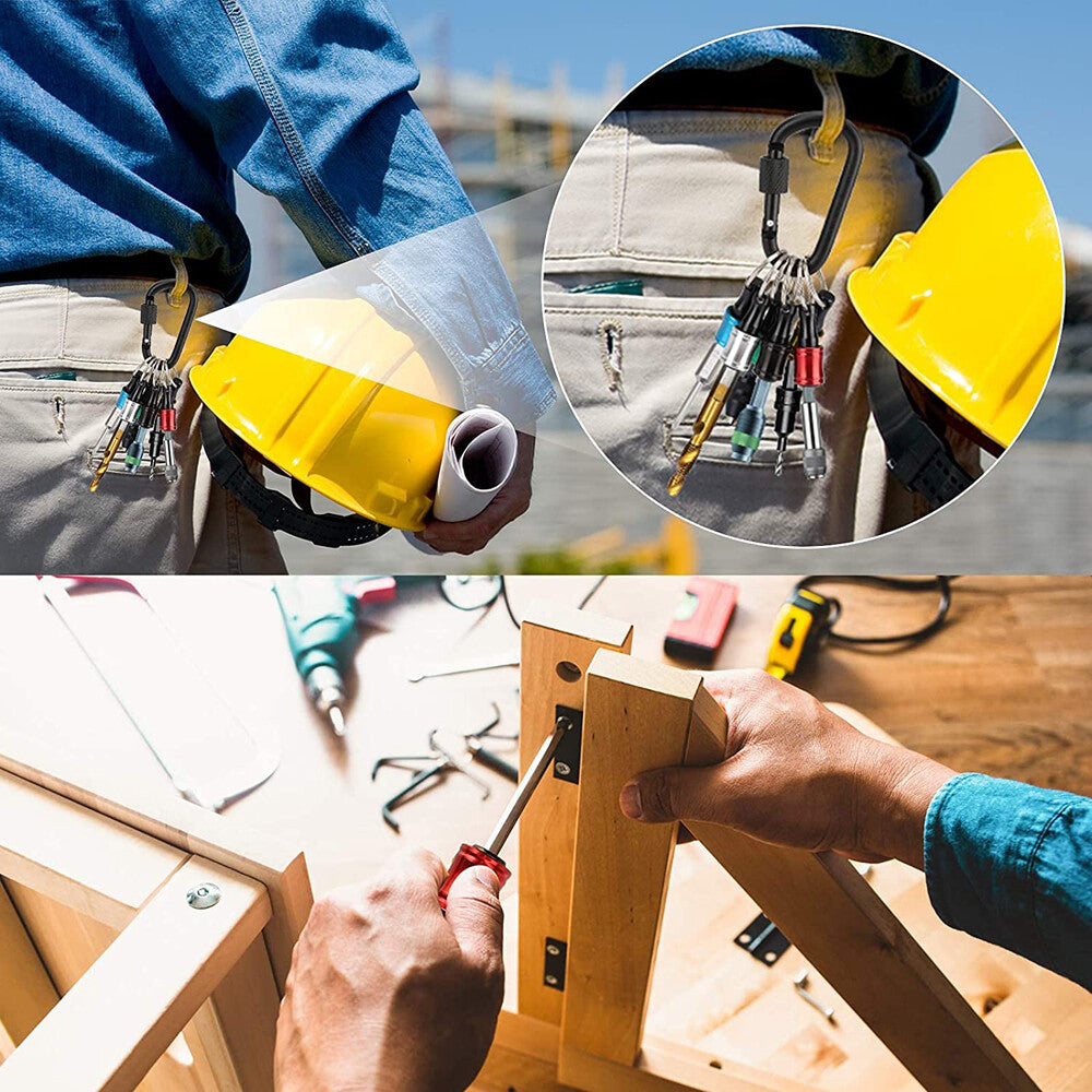 12PCS Keychain 1/4" Hex Shank Quick Release Screwdriver Drill Bit Holder Bit Set