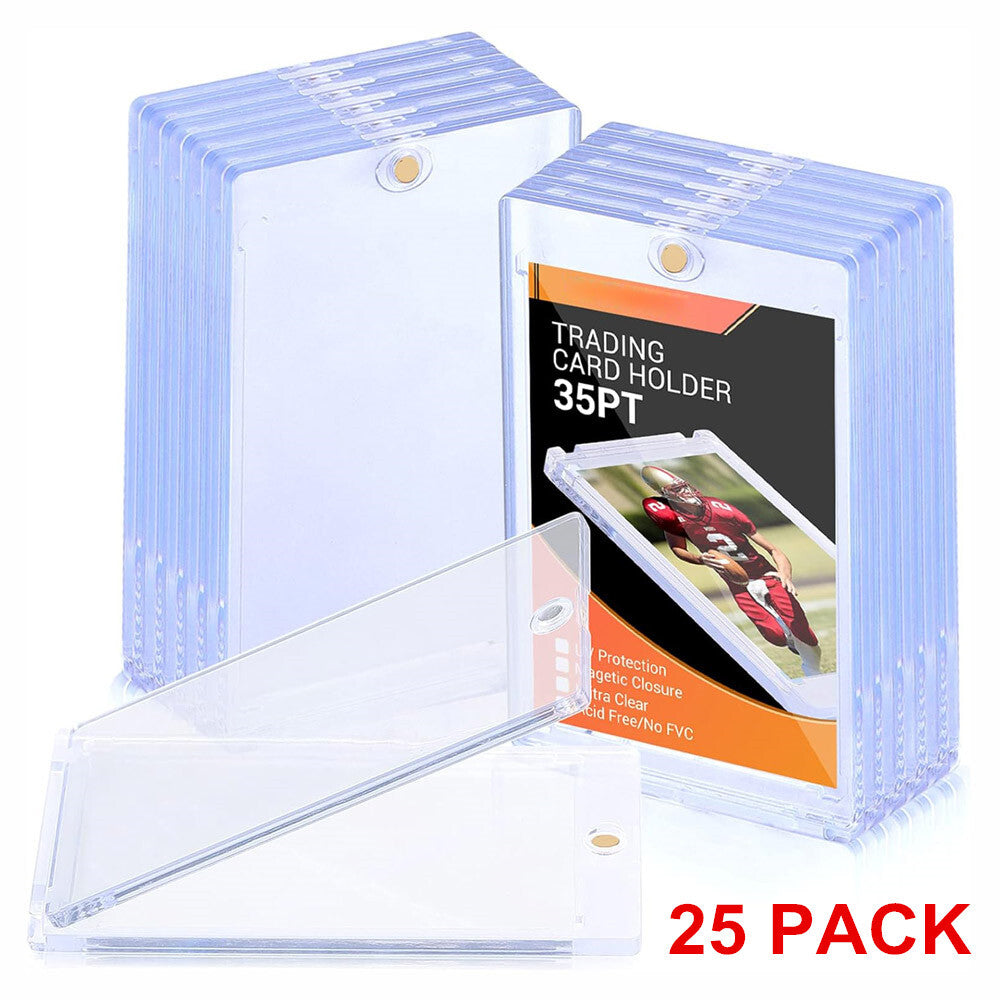 25 Pack Magnetic Trading Sports Baseball Card Holders 35PT UV Protection Cover