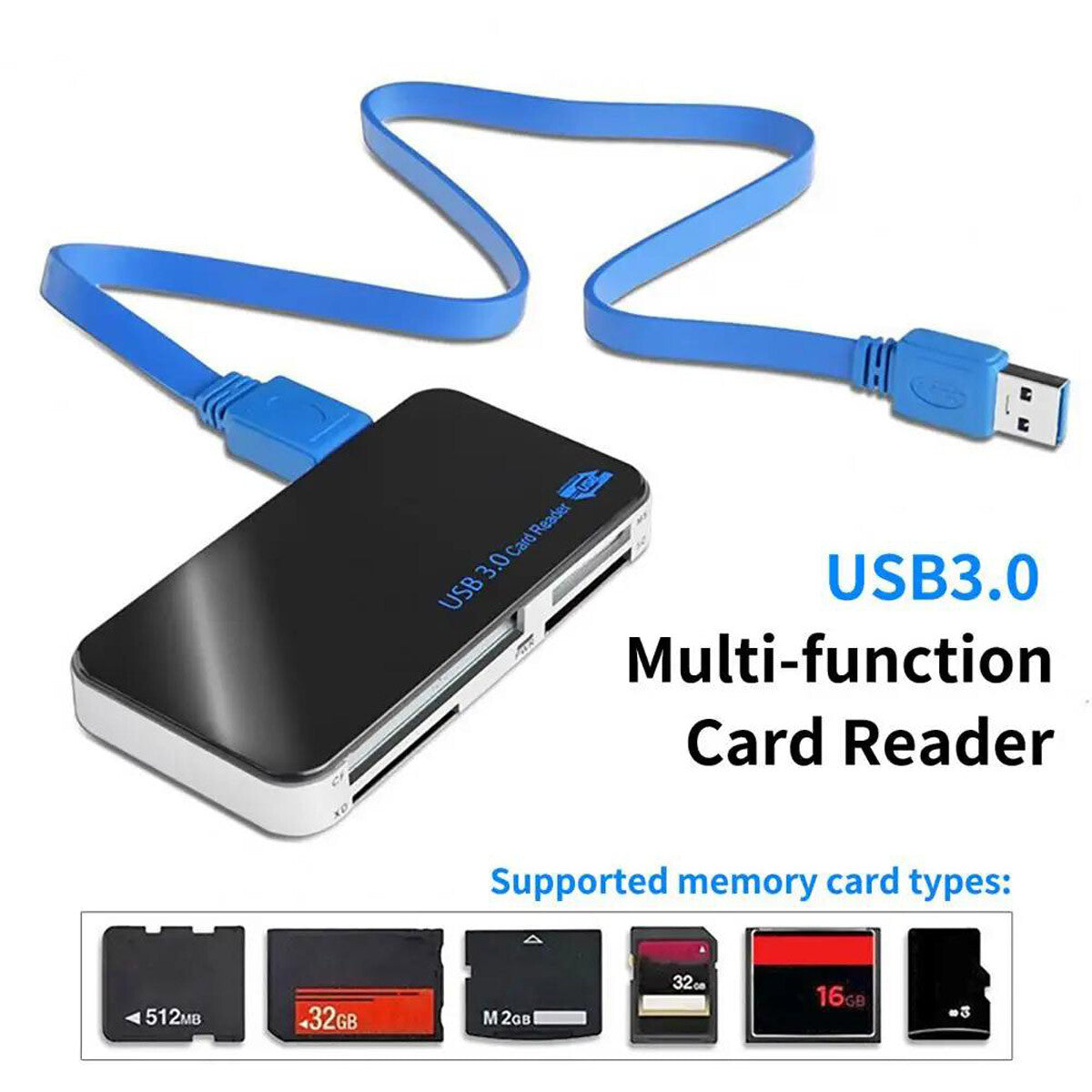 USB 3.0 Memory Card Reader Adapter 5GBPS Fit Cf/Tf/Sd/Micro SD/XD/M2/MS Card Lot