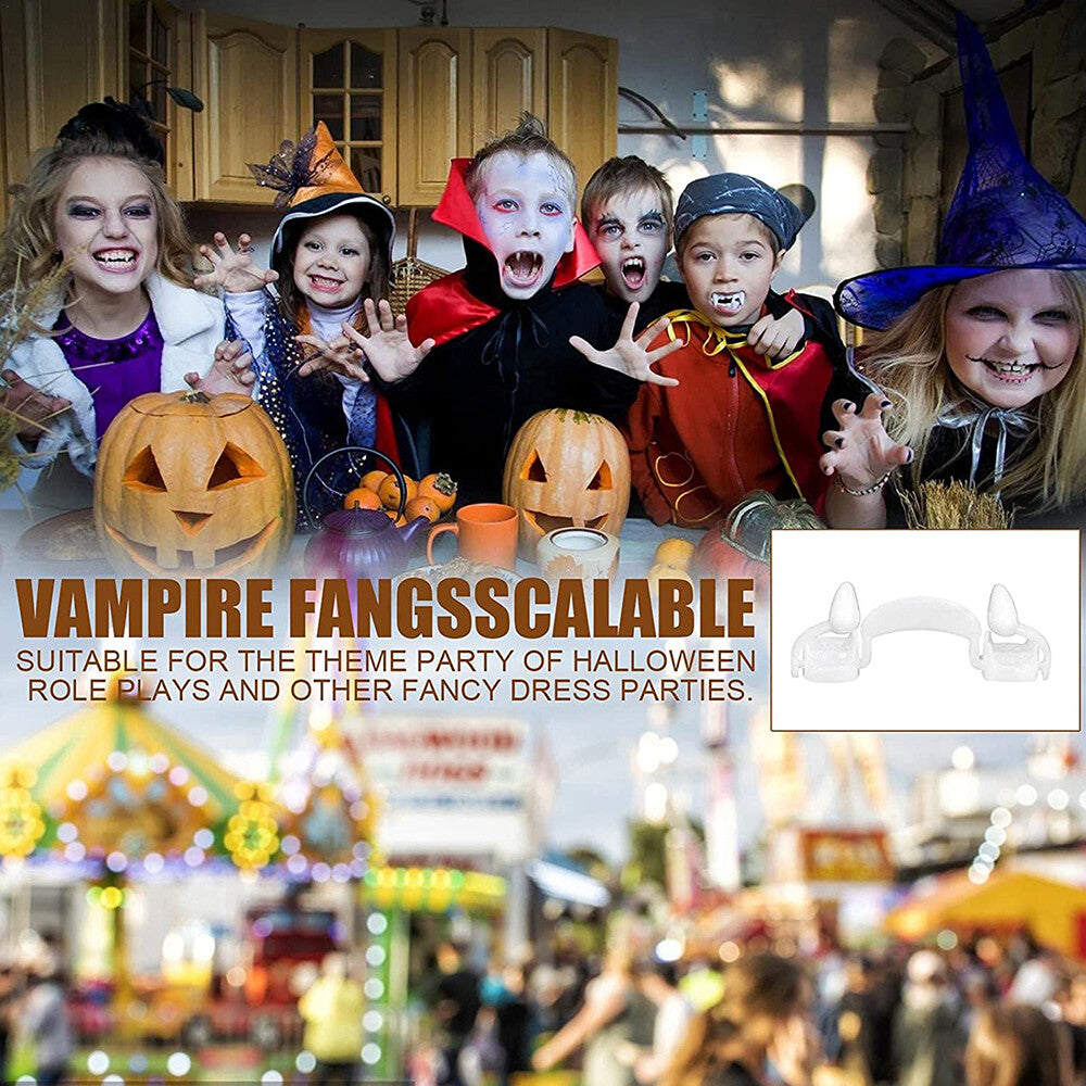 Halloween Retractable Vampire Teeth Dentures Zombie Teeth Fangs Cosplay Horrific