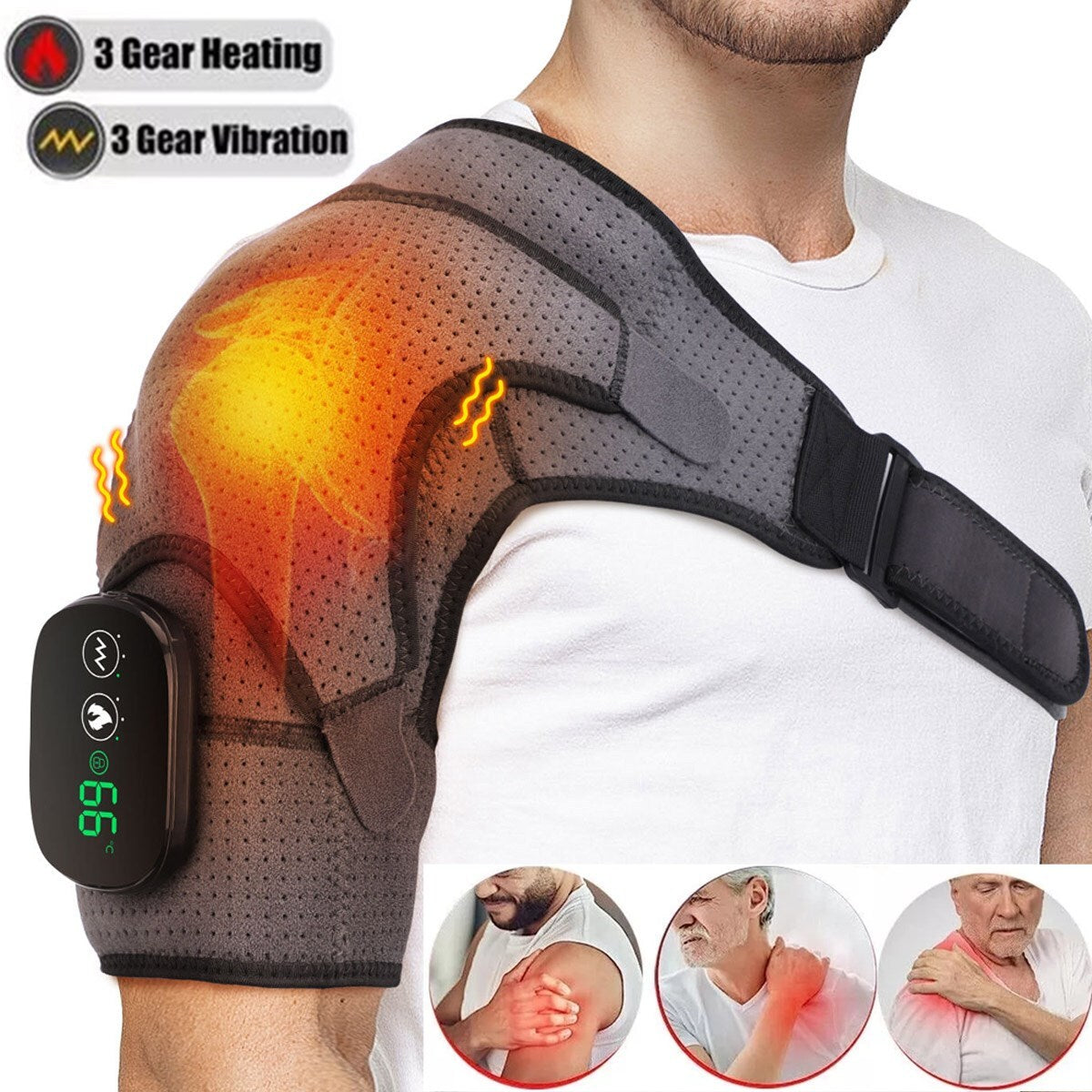 Electric Heated Shoulder Massager with Vibration Massage Brace Joint Pain Relief