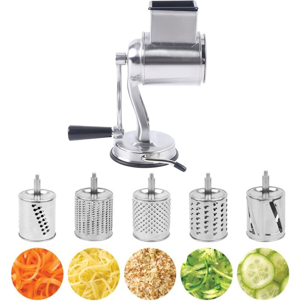 Stainless Steel Rotary Cheese Grater Hand Drum Slicer Crank Vegetable Chopper US