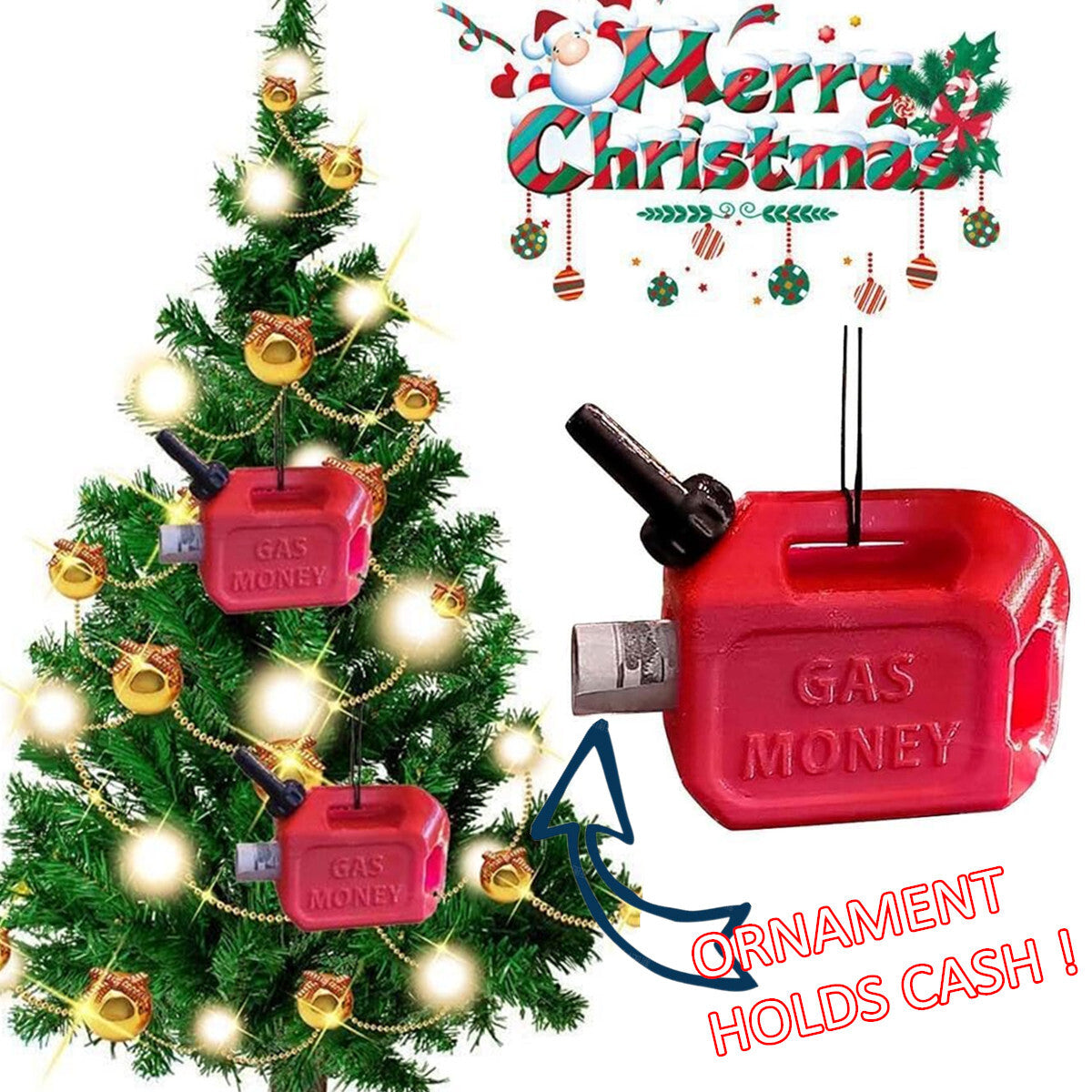 Christmas Gas Money Oil Can Xmas Tree Decoration Festive Party Ornament US 2023