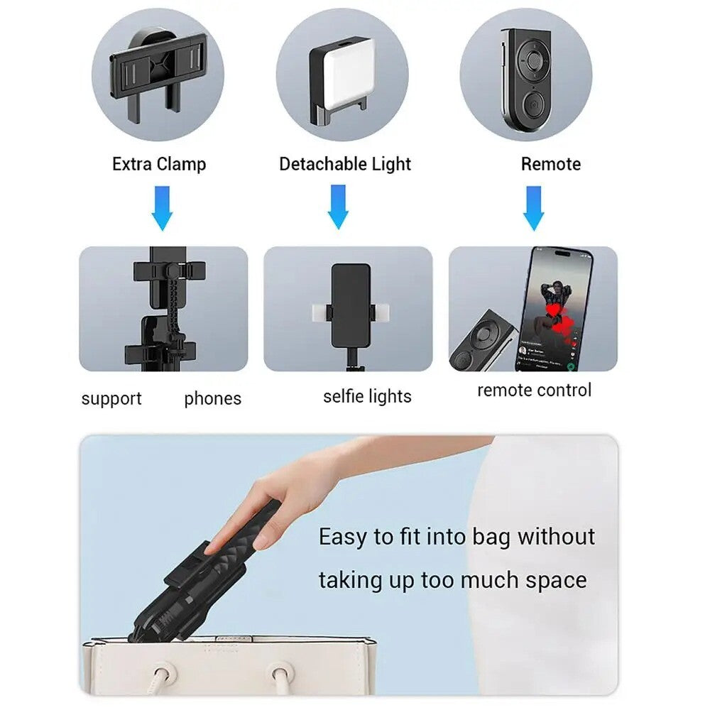 68" Wireless Selfie Stick Tripod Stand Foldable Remote for Phone Shooting Live