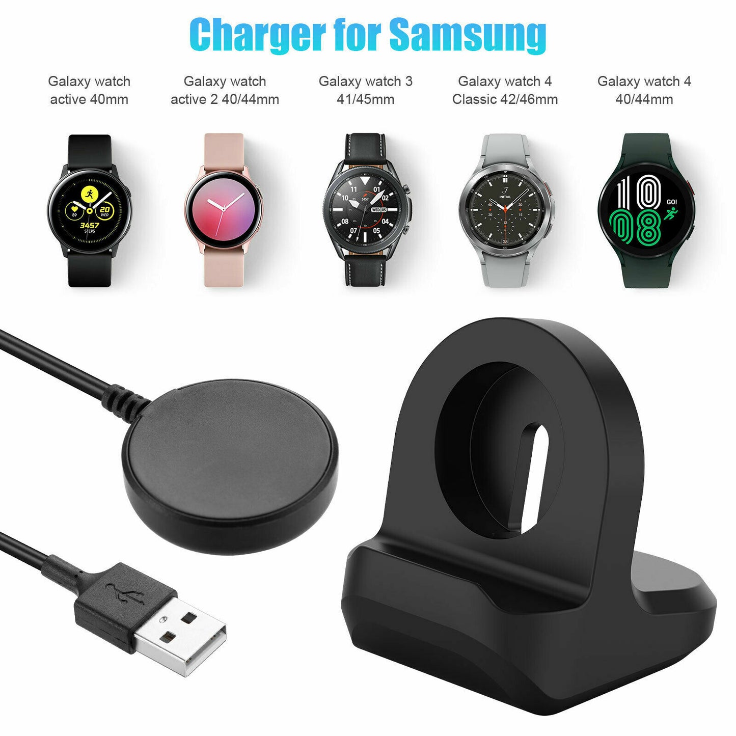 Wireless Charger Magnetic Dock for Samsung Galaxy Watch 4 Classic Watch3 Active2
