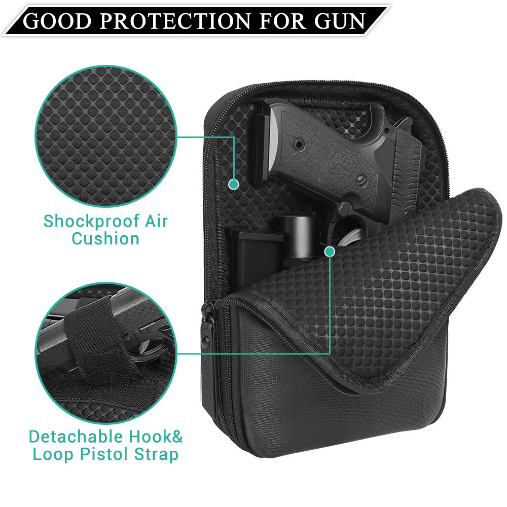 Black Concealed Carry Gun Pouch Pistol Holster Pack Waist Pocket with Belt Loops