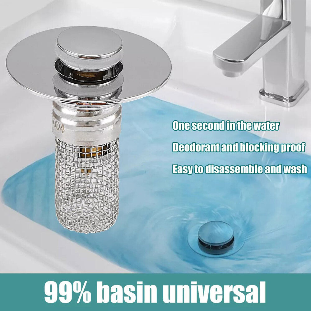 2X Bathroom Sink Stopper Hair Catcher Bathroom Pop up Sink Strainer Drain Filter