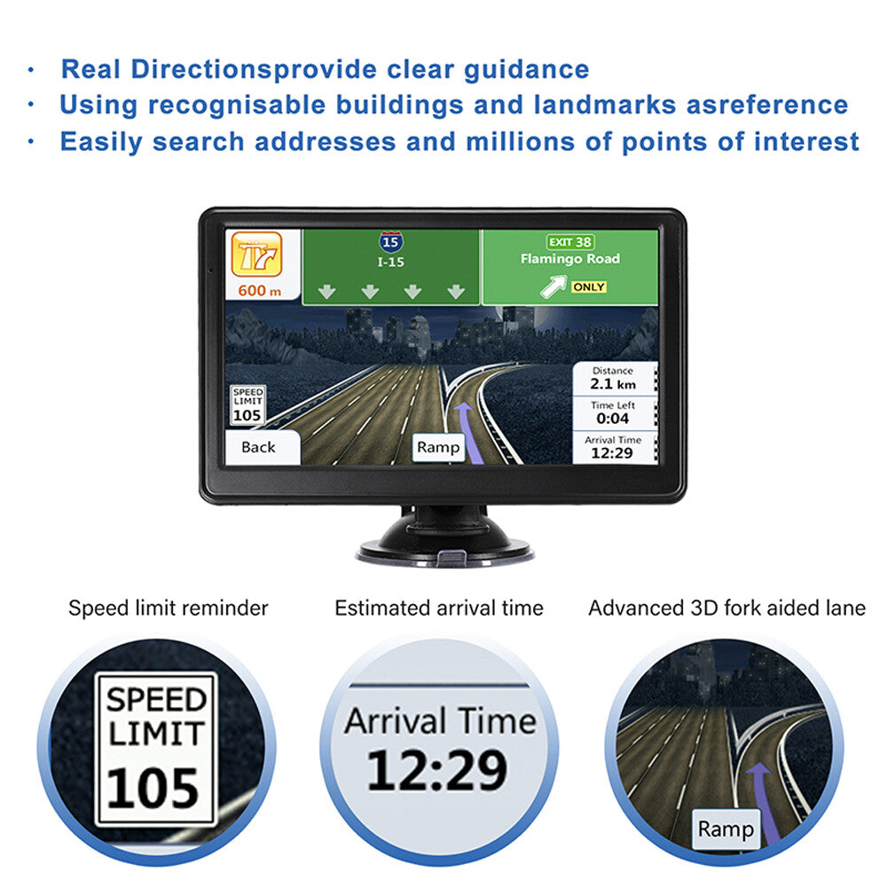 GPS Navigation for Car/Truck Touch Screen Maps W/ Spoken Direction 7" 8G+256M US
