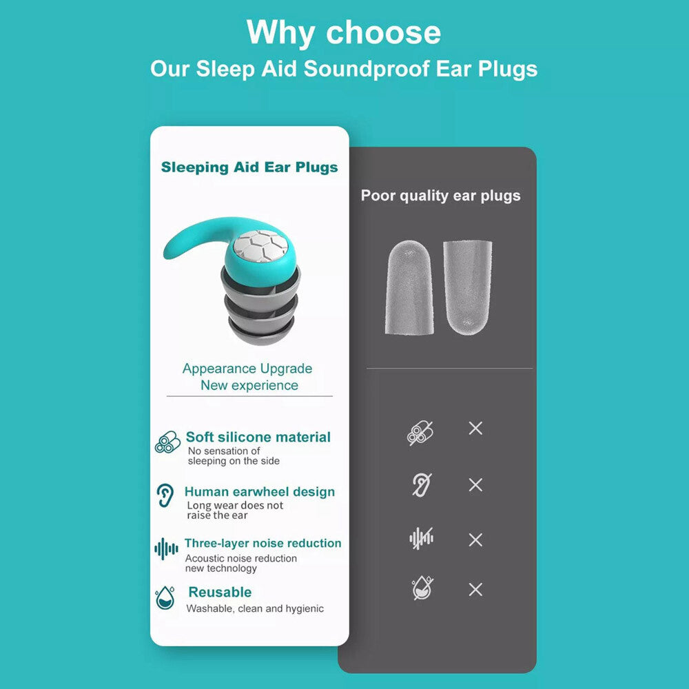 Reusable Silicone Ear Plugs Noise Cancelling Earplugs Protector Study Sleep Swim