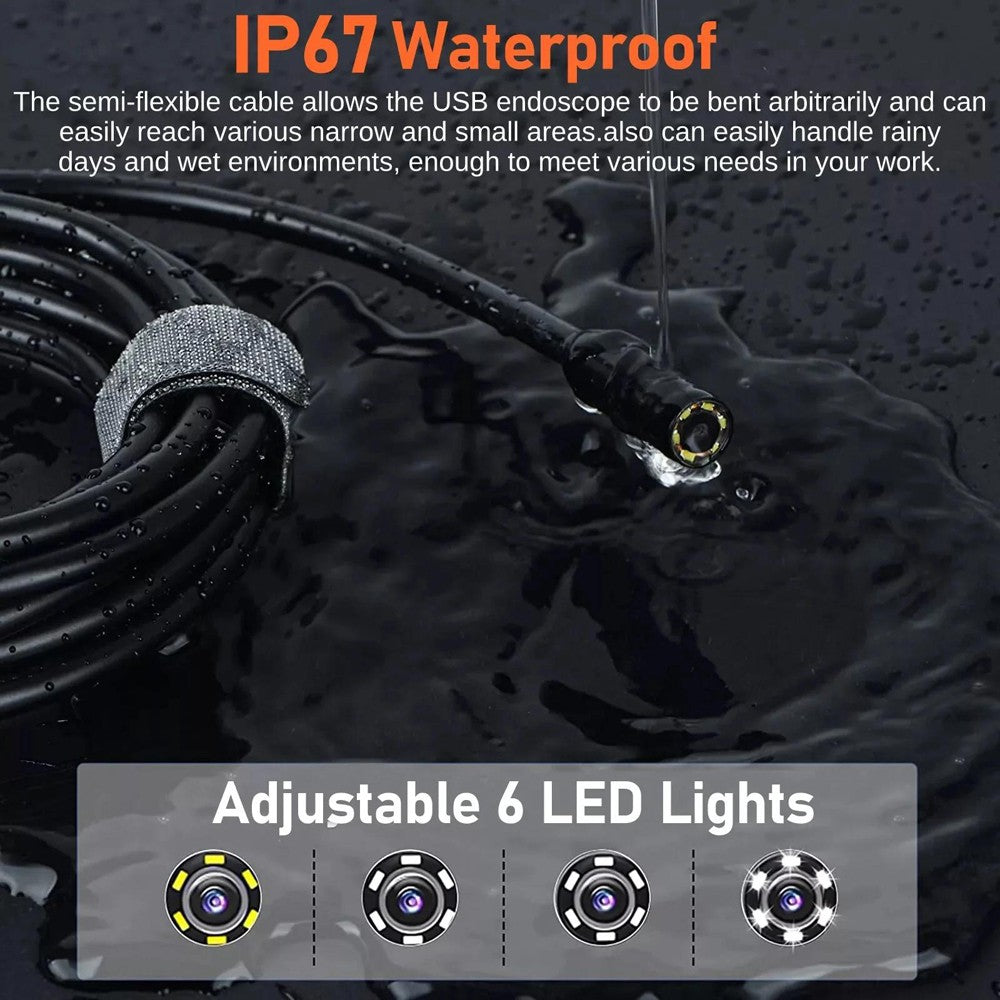 1080P LED Handheld HD Industrial Endoscope Borescope 8Mm Inspection Snake Camera