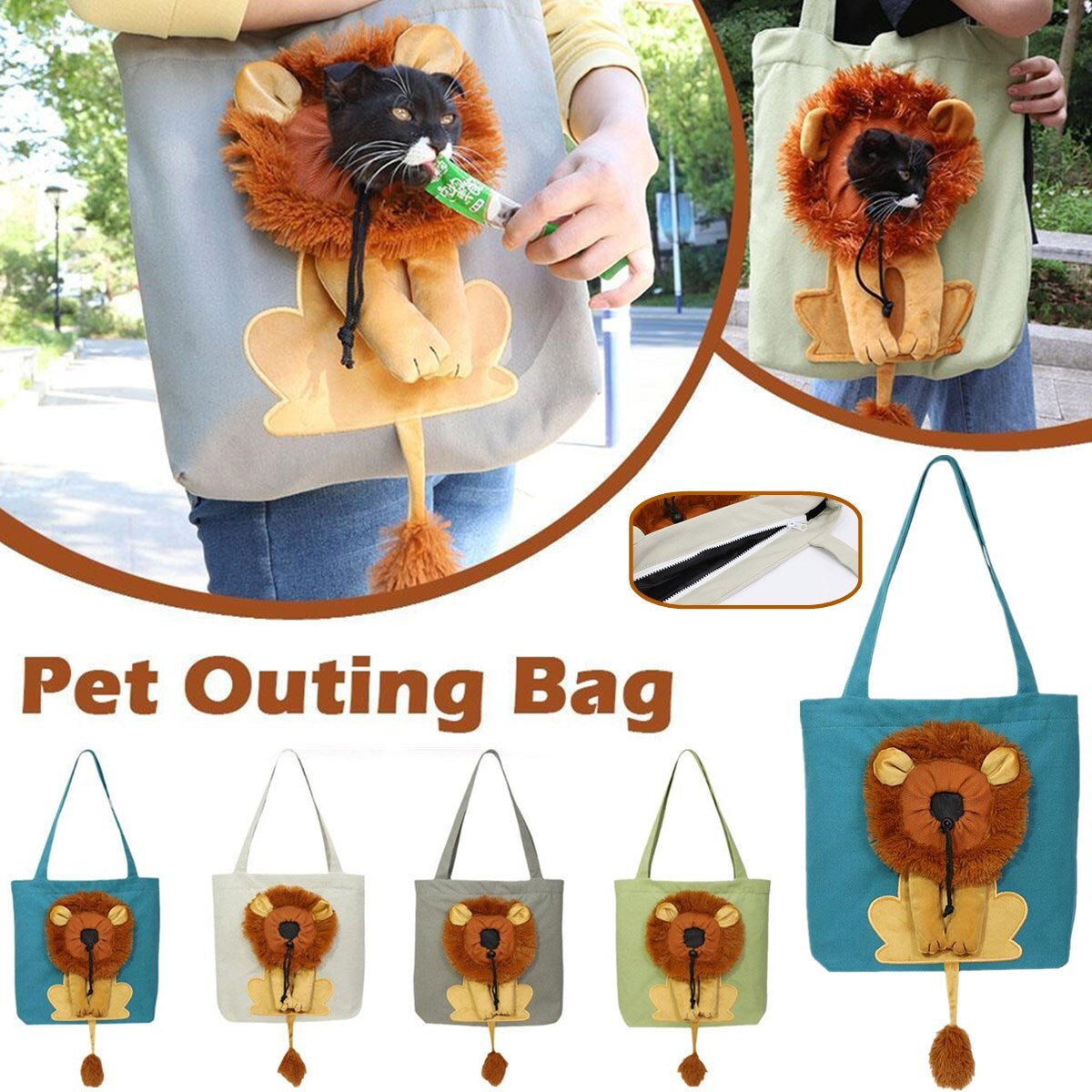 Lion Shaped Shoulder Bag Pet Puppy Dog Cat Carry Bag Travel Tote Shopping Bag US
