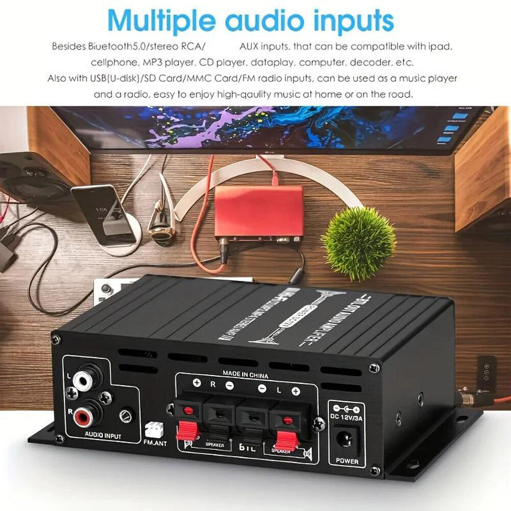 800W 2Channel Bluetooth Mini HIFI Power Audio Stereo Amp Home Car Amplifier FM