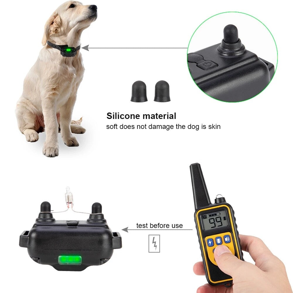 2 Collar Set 2600 FT Remote Dog Shock Training Rechargeable Waterproof LCD Pet